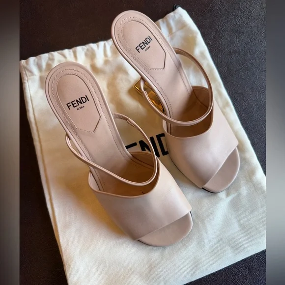 ⚡️Fendi⚡️First Vitello 95mm F-Heel Slide Sandals - Picture 1 of 10